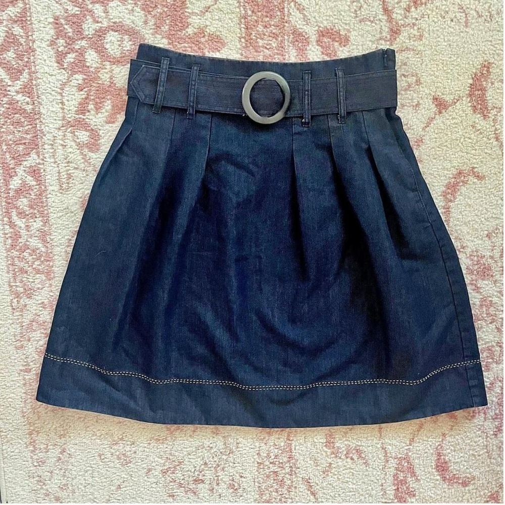 2000s Boho‎ Chic Dark Denim Midi Skirt
